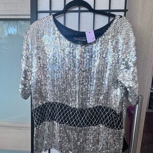 Glamorous Silver Sequin Blouse